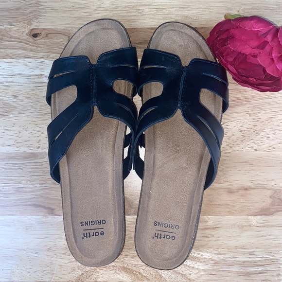 Earth Origins Black Leather Lyndon Leah Slide Sandal, 8.5W - Picture 4 of 8